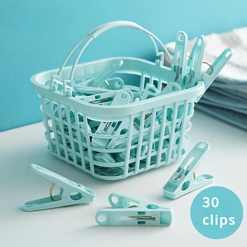 

30pcs Durable Plastic Clothes Clips with Independent Baskets Portable Laundry Clips for Clothes, Bedding, and Socks, for Home and Travel Clothes Pins