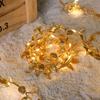 Cross-border LED Golden Leaf Copper String Lights - Rattan Garland for Christmas and Holiday Decor