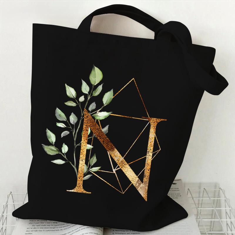 Print Canvas Bag Women's Shoulder Bag Fashion Floral Letter Ladies Hand Bags Alphabet Tote Bag