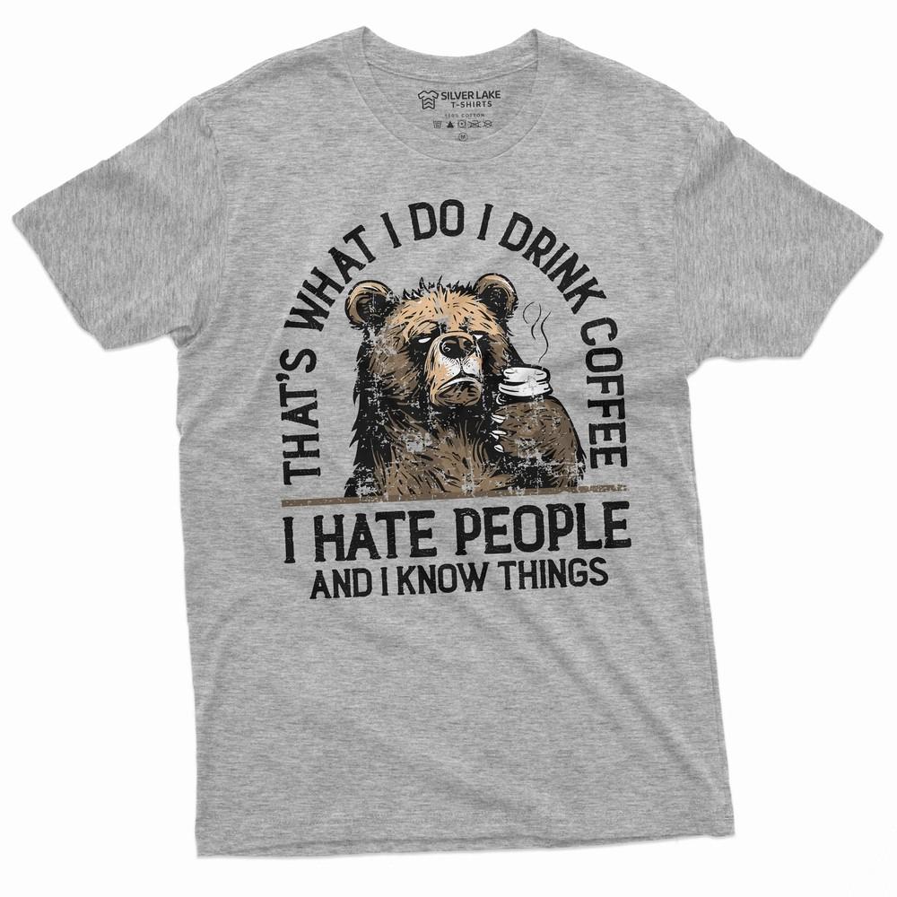 

Забавная футболка «Я пью кофе», забавная кофейная футболка, футболка с медведем, футболки для утреннего кофе 4XL