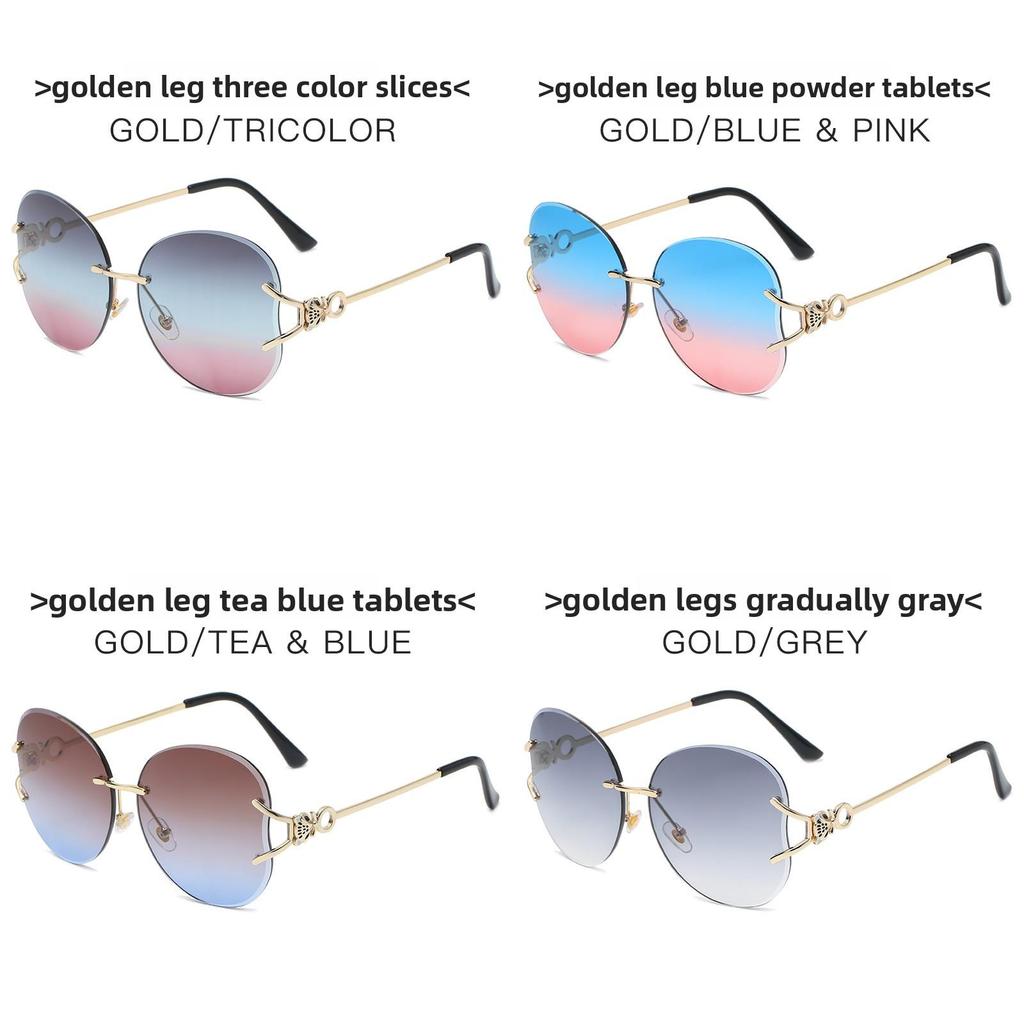Unframed Fox Head Sunglasses Pink Gradient Uv400 Fashion Eyewear For Travel And Parties