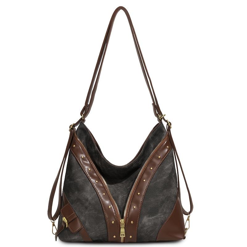 

Женский стильный рюкзак-кроссбоди двойного назначения и сумка-хобо с контрастной отделкой, многофункциональная наплечная сумка 32 *12 *32 cm чёрный