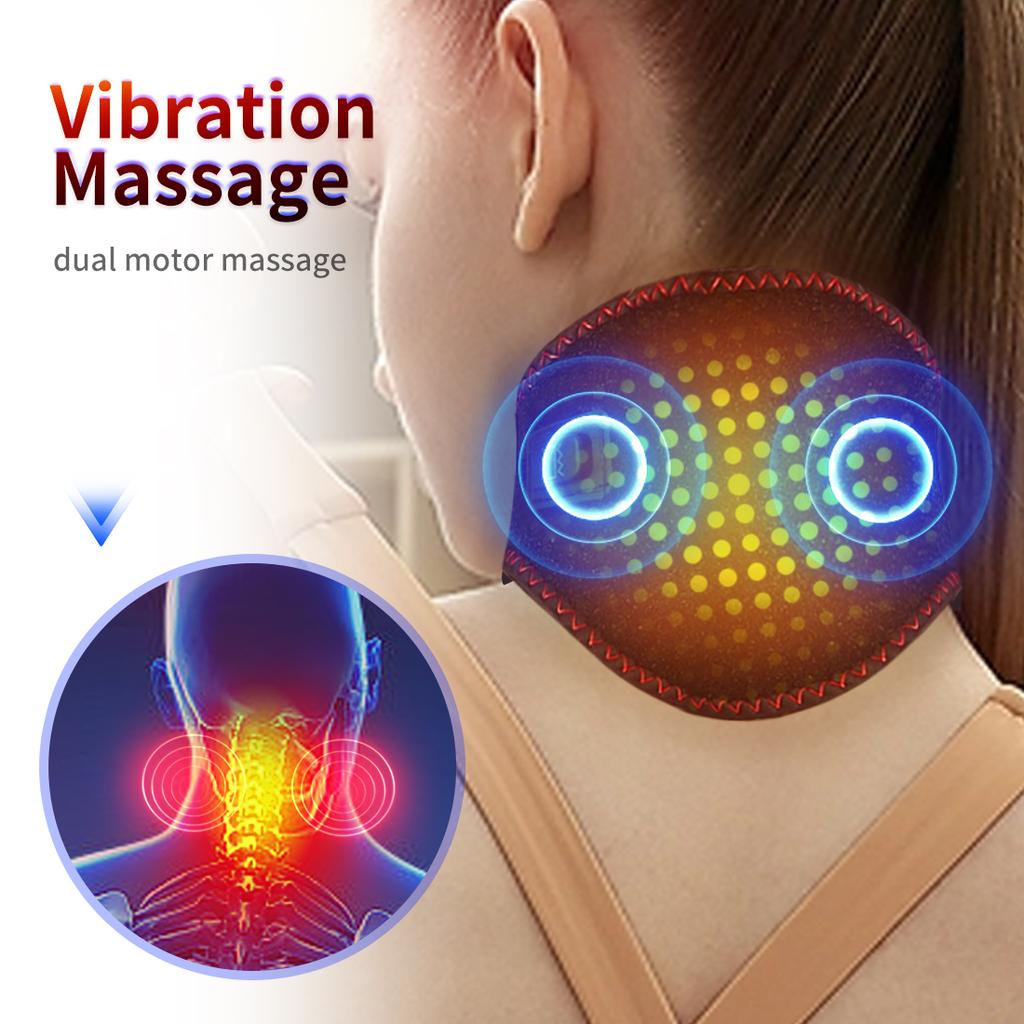 Portable Neck Massager with Rapid Heating 3 Speed Vibration Shiatsu for Cervical Pain Relief USB Powered for Office Driving