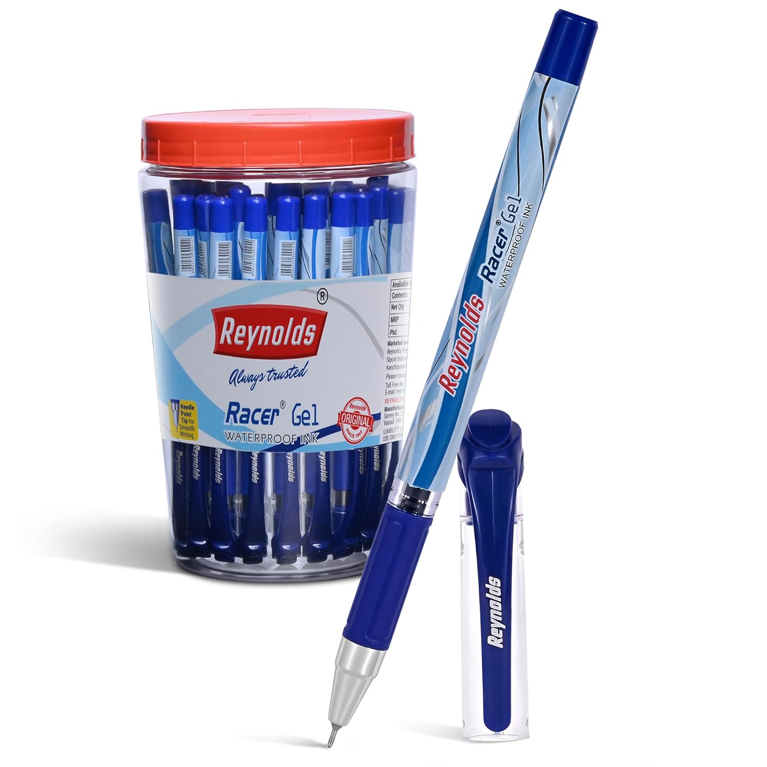 

Reynolds Racer Gel Pen Set Pack Of 1 40 Blue Ink 0.5 mm Fine Tip Smooth Writing Pens For Students Office And School Use