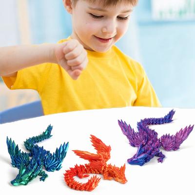 3D Printed Flying Dragon Figurine Movable Joints Colorful Dragon Figure Articulated Winged Dragon Model Fidget Toy Desktop Decoration Ornament