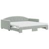 VidaXL Daybed and Trundle Bed and Mattress Light Grey 100x200 Cm Velvet 3197332