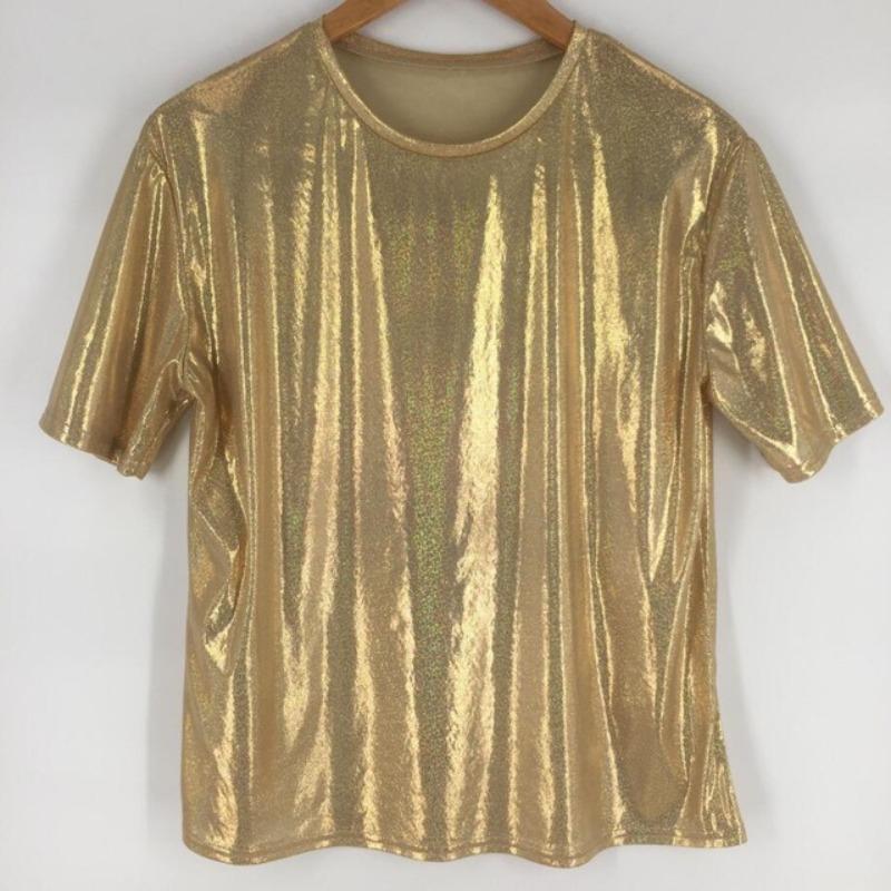 Loose Shirt Women's Sparkle Reflective Short Sleeves