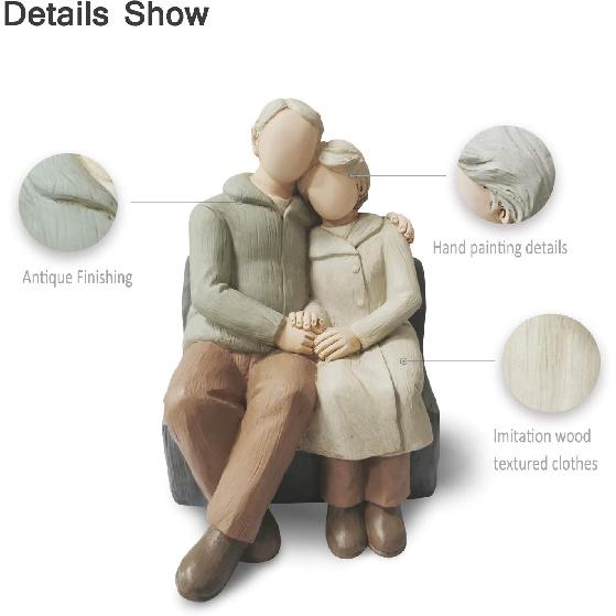 Couple Anniversary Sculpted Hand-Painted Figure Gifts Husband and Wife Wedding Figurine Gift, Happy 10th - 80th Anniversary Statue for Him and Her