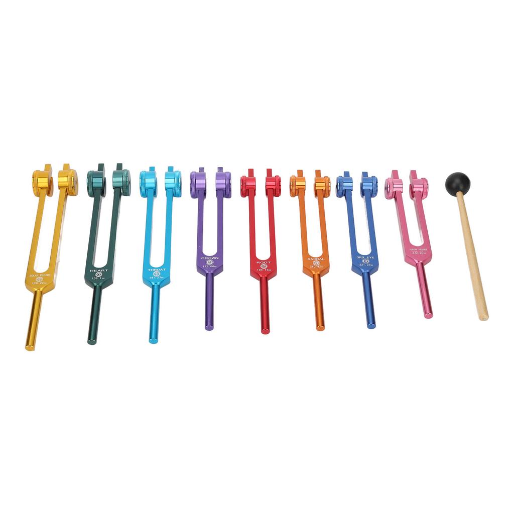 Tuning Forks Set Promote Relaxation Aluminum Alloy Resonant Tuning Virbration Forks with Hammer