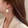 Large Round Imitation Pearl Hoop Earrings For Women Exaggerated C-Shaped Personality Earrings