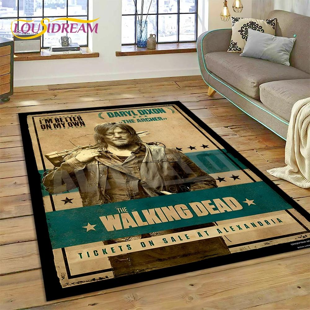 3D The Walking Dead Lincoln TWD TV Teppich für Wohnzimmer Schlafzimmer Heimdeko, Bodenmatte Rutschfest Dekoration für Sofa Fußmatte