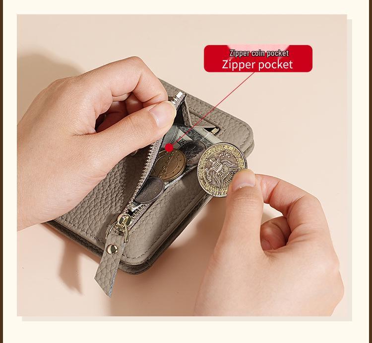 Women's RFID Mini Cowhide Wallet: Ultra-Thin Genuine Leather Anti-Magnetic Card Holder & Coin Purse