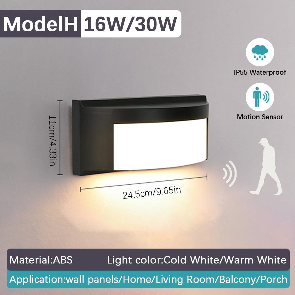 LED Wall Lamp Motion Sensor Indoor Outdoor AC85-265V ABS Waterproof Led Lights Modern Home Appliance For Home Living Room Porch