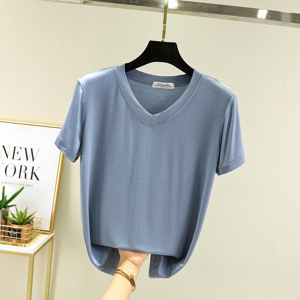 2025 Women's Modal V-neck Slimming Short Sleeve Cotton Top
