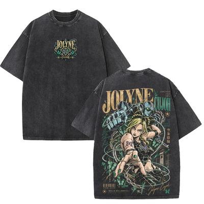 Jolyne Cujoh JoJo's Bizarre Adventure Maglietta Uomo Abbigliamento Manga Vintage Lavata Oversize Manica Corta Cotone Magliette Top