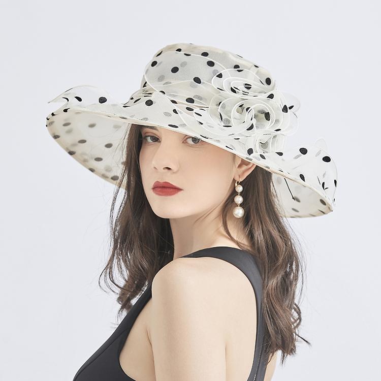 2025Newest Hot Fashion 1Pcs Mesh Ruffles Flower Women Kentucky Derby Wide Brim Wedding Church Occasional Organza Sun Hat