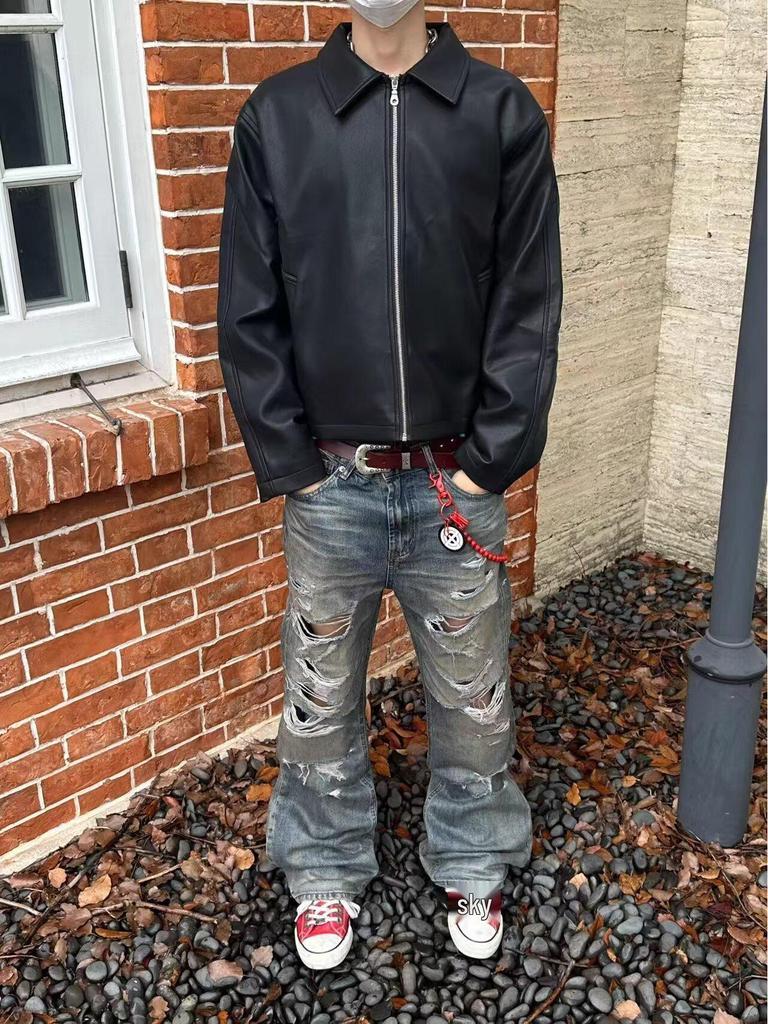 Men's American Style Loose Fit PU Leather Jacket - Autumn/Winter 2025 Edition