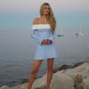 Off Shoulder Long Sleeves Slim Mini Dress Women's Sexy Elegant Outfit Prom Birthday Party Clubwear Dress