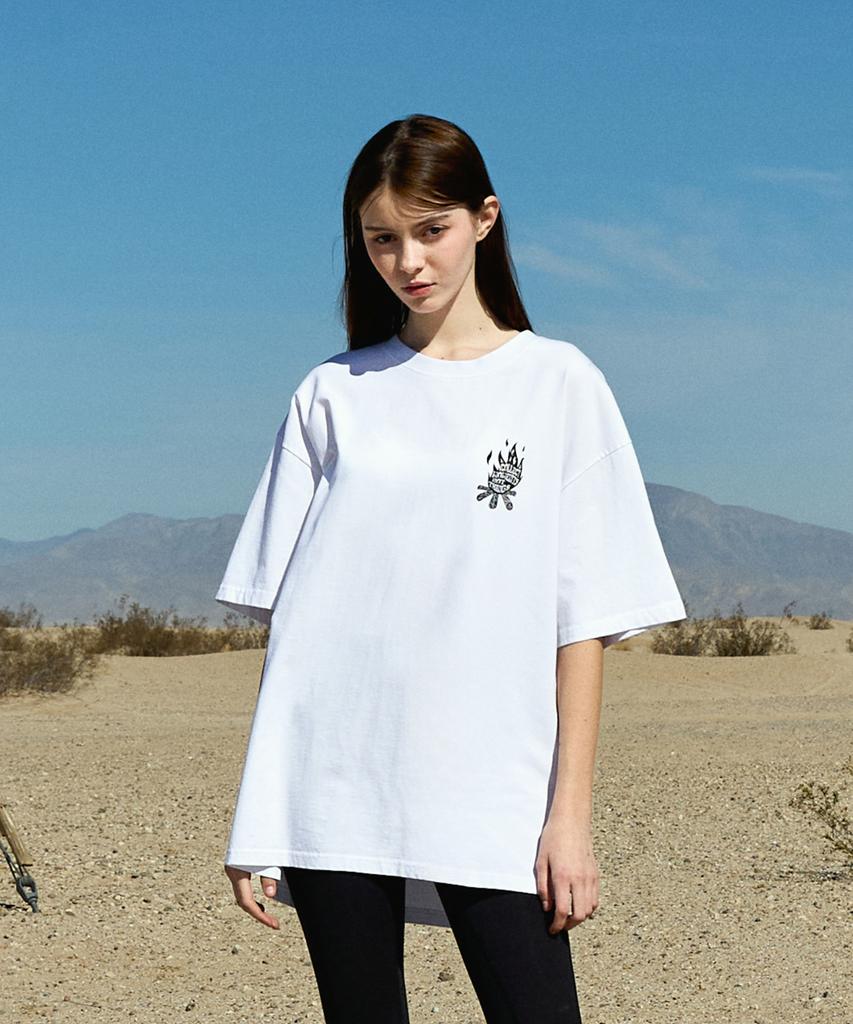 Peullukeu Camp Message Pigment Short Sleeve T-Shirt White Fst737