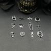 10Pcs 3D Retro Black Skull Devil Heart Nail Charms Goth Cross Palm Halloween Style Nail Art Accessories for DIY Cool Nails