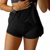 Summer European and American Women's Sports Yoga Fitness Casual Shorts Solid Color Fake Two Leggings Culottes