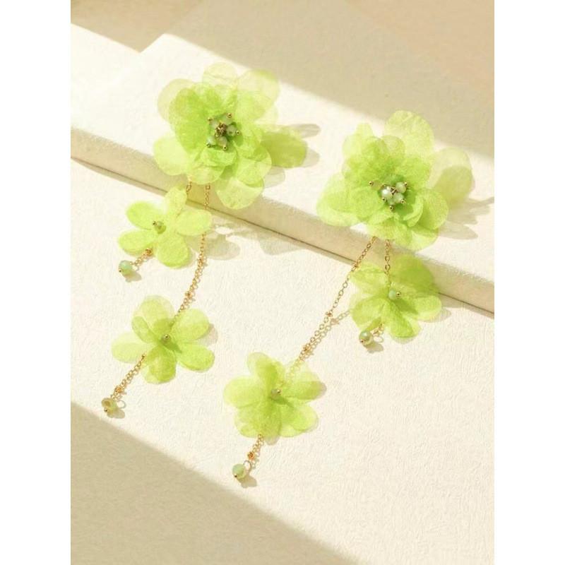 Petal Drop Earrings With Tassel Chain For Summer Outfits And Trendy Accessories