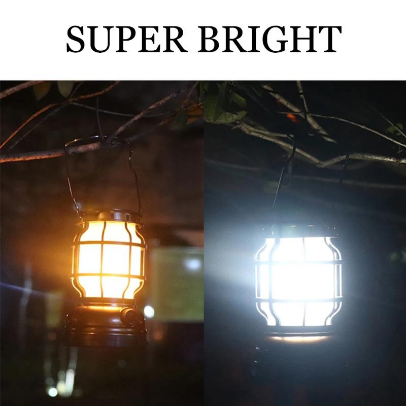 Solar Lantern Waterproof Camping Lantern Rechargeable Camping Light with Emergency Power Bank Flickering Flame Hanging LED Light