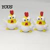 Cartoon Rooster Collectible 3D Printed Figurine, Mini Desktop Big-Eyed Worker Stress Relief Toy Ornament, Funny Cute Emoticon Animal Sculpture,