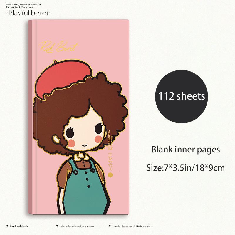 Vintage Style Hardcover Notebook with Thickened Horizontal Inner Pages, Portable and Cute Cat Notebook