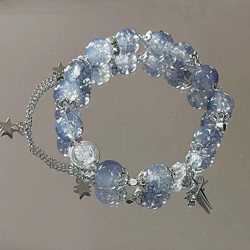 Super Fairy Forest Gradient Glass Bracelet - Chic Chinese Style Gift for Women and Best Friends, Lightweight Luxury Accessory