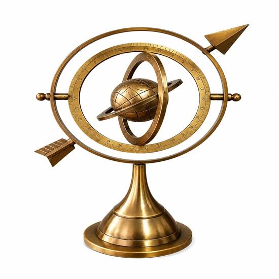 Messing Armillarsphäre Dekor, Nautischer Himmelskugel, Astronomie Skulptur, Antikes Schreibtisch Dekor, Arbeitszimmer Akzent