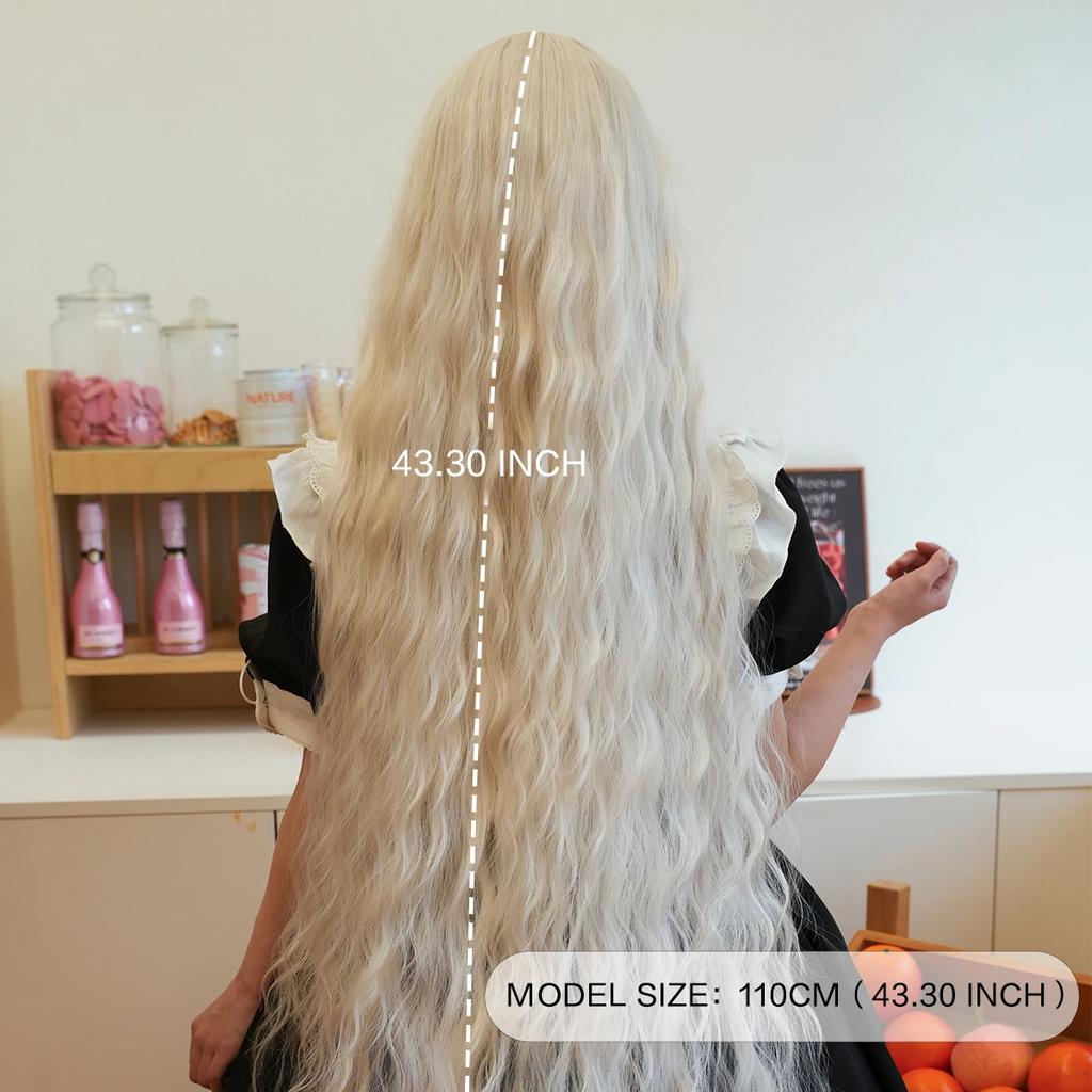 PARK YUN Long Curly Wave Ash Wig For Women Daily Use Cosplay High Density Synthetic Layered Wigs Natural Looking With Bangs