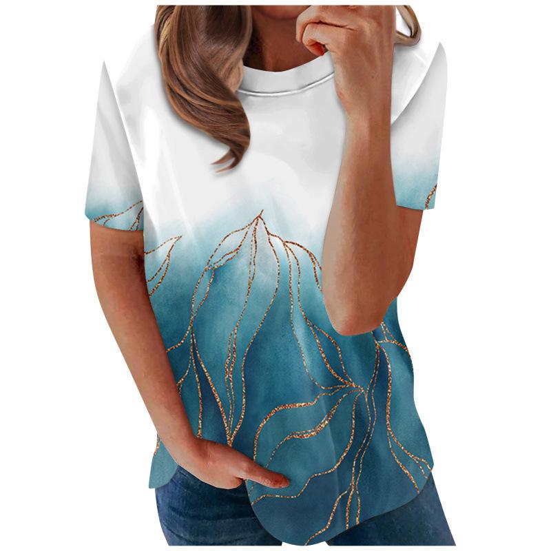 Blumenmuster 3D-Druck T-Shirts Damen Sommer Rundhals Kurzarm T-Shirt Y2k Harajuku Tees Streetwear Oberteil Damenbekleidung