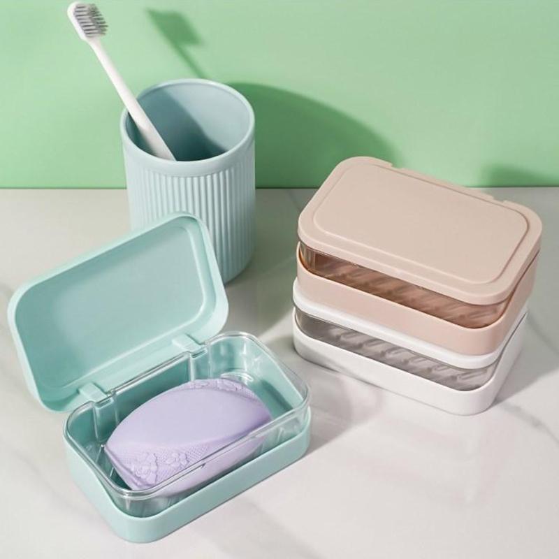 Portasapone da bagno con coperchio, contenitore per sapone in plastica per la casa, mantiene il sapone asciutto, portasapone da viaggio portatile, contenitore per sapone.