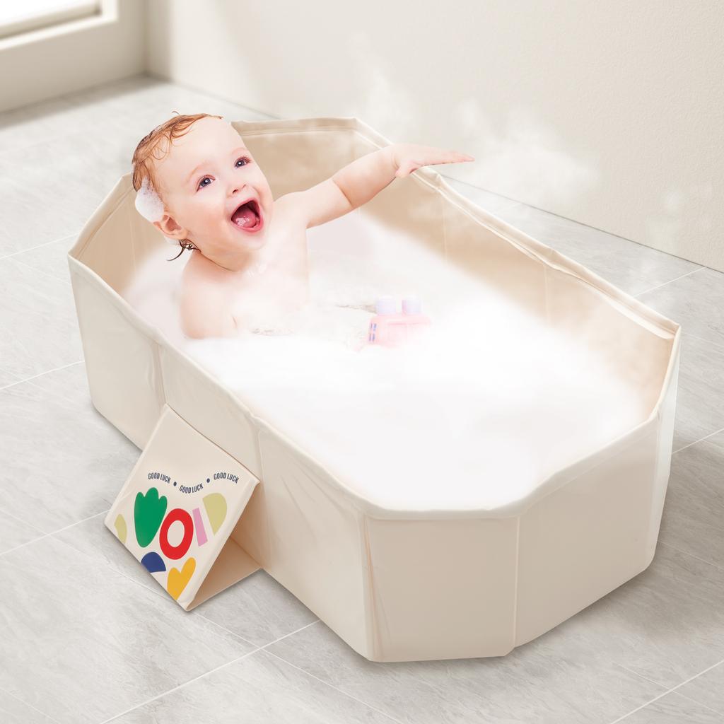 Foldable Baby Bathtub Portable Toddler Bathtub Shower Basin 2 Color Safe and Secure Thermal Bath Barrel for Children