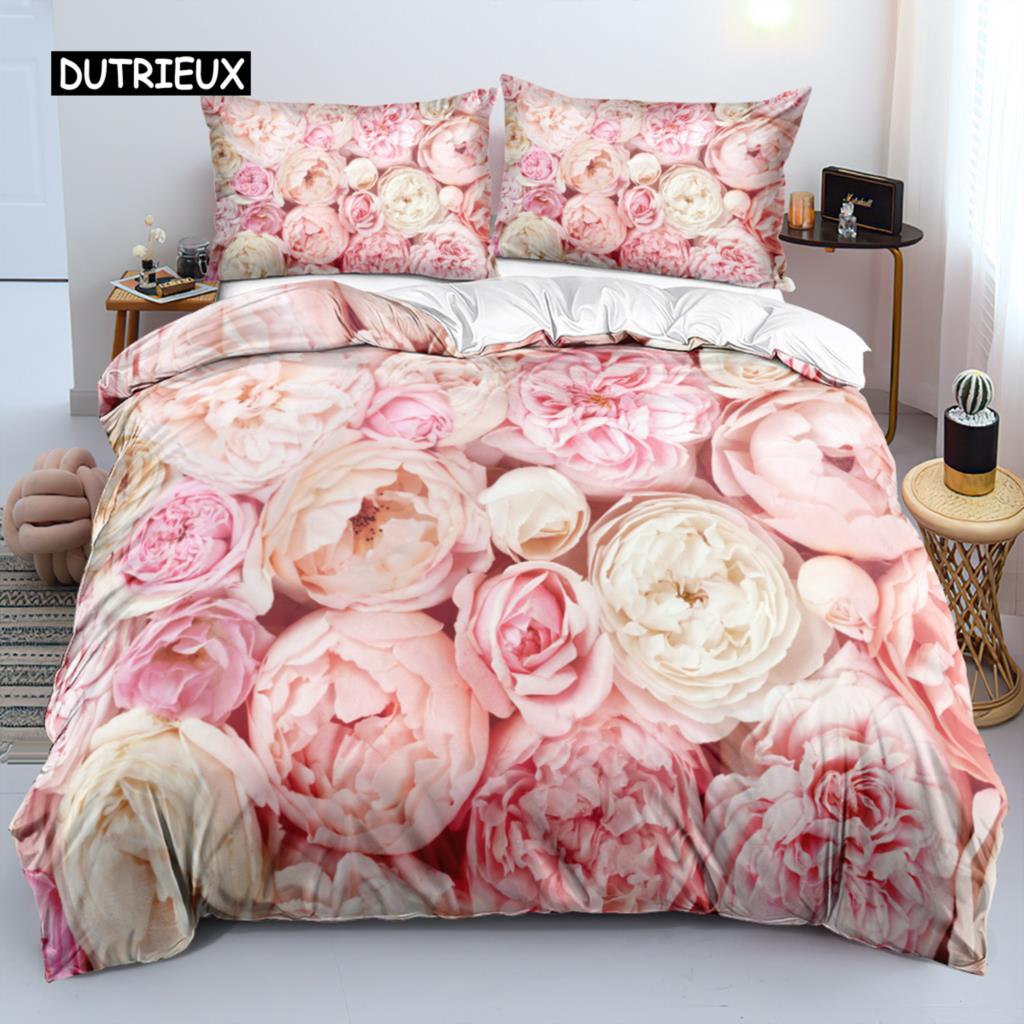 Classic Duvet Cover Sets Flower Blue Gold King,Queen,Full,Twin Double Quilt Covers Pillowcases Bed Linens Bedding Set 260x220cm
