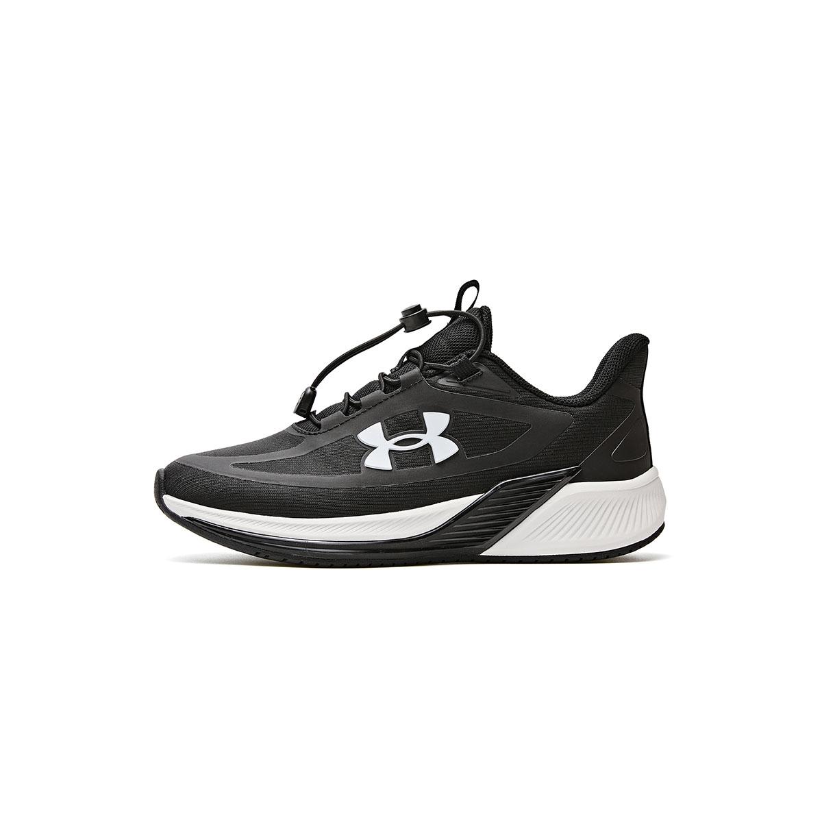 Under Armour Synthetic Leather, Textile Breathable Lightweight Cushioning Low top Kids Lifestyle Shoes Black Teenagers 2541102HSS 33
