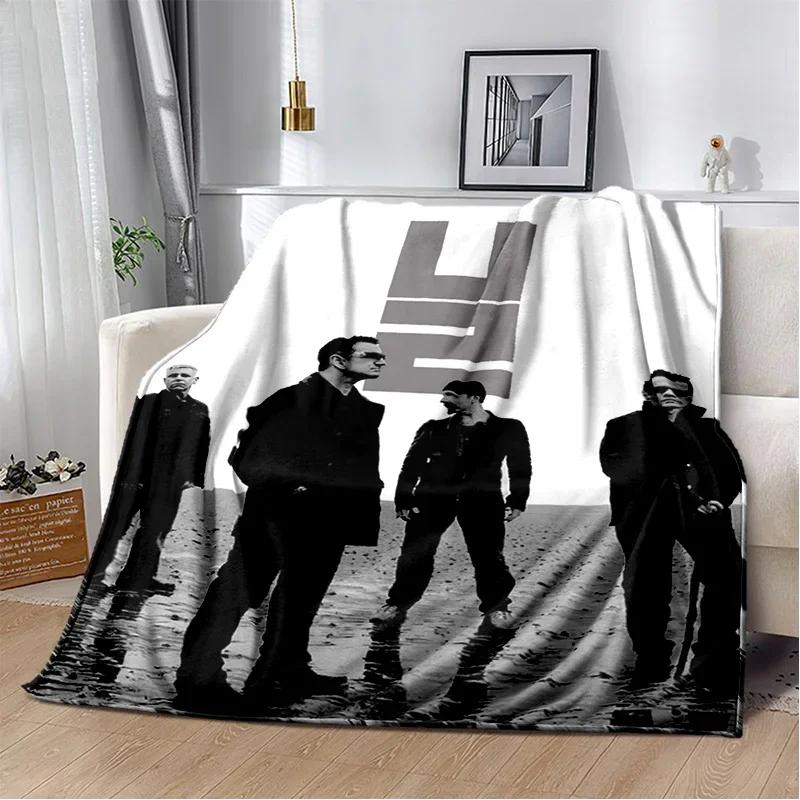 U2 Rock Bang Bono 3D Tisková deka, Měkká přehozová deka pro domácnost Ložnici Postel Pohovku Piknik Cestování Kancelář Krycí deka na odpočinek Děti