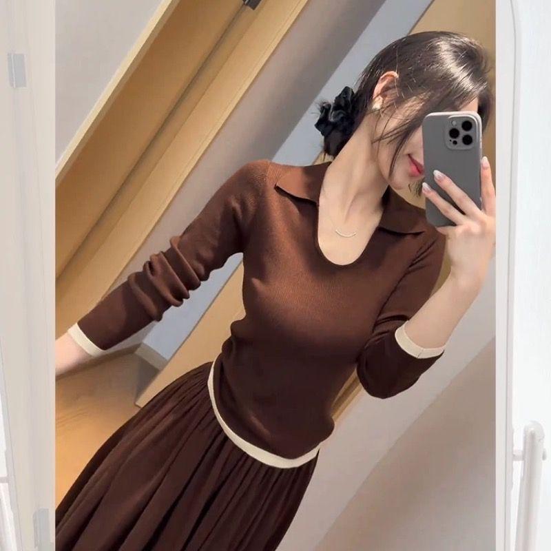 26 Autumn/Winter Elegant French Women's Two-Piece Set: Stunning Top and Skirt for a Youthful Look