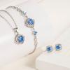 Women's Jewelry Set, Necklace Earrings Bracelet, S925 Silver Plated, Blue, 3 Pieces