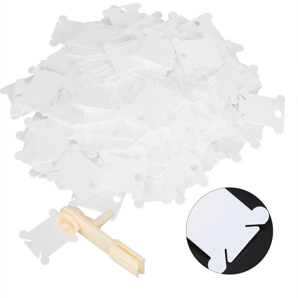 200pcs White Plastic Thread Winder Plate Bobbin Winder Embroidery Floss Bobbins Cross Stitch