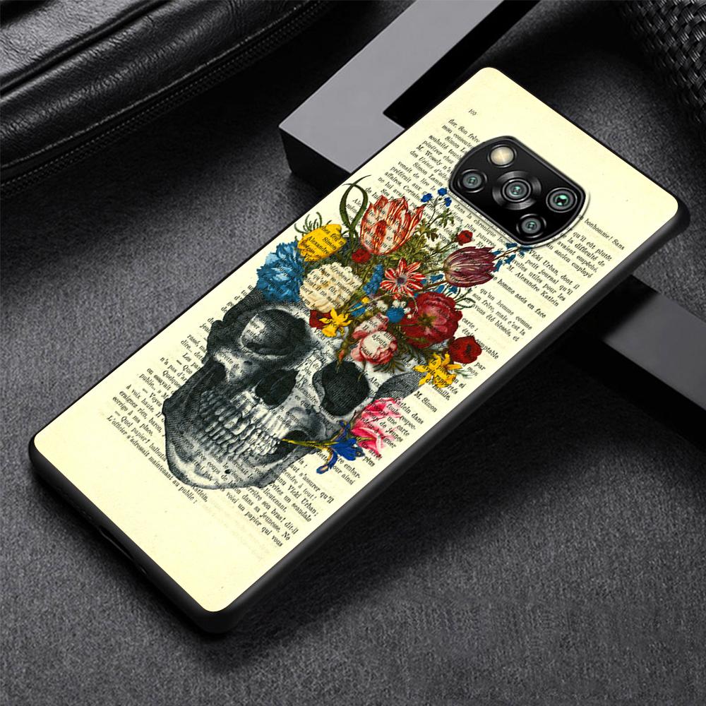 

Модный чехол с черепом и розами для Xiaomi Poco X3 NFC M3 M4 Pocophone F1 F3 Redmi Note 9s 9 8 10 Pro Черный мягкий чехол для телефона Коке Xiaomi Mi 11 Lite