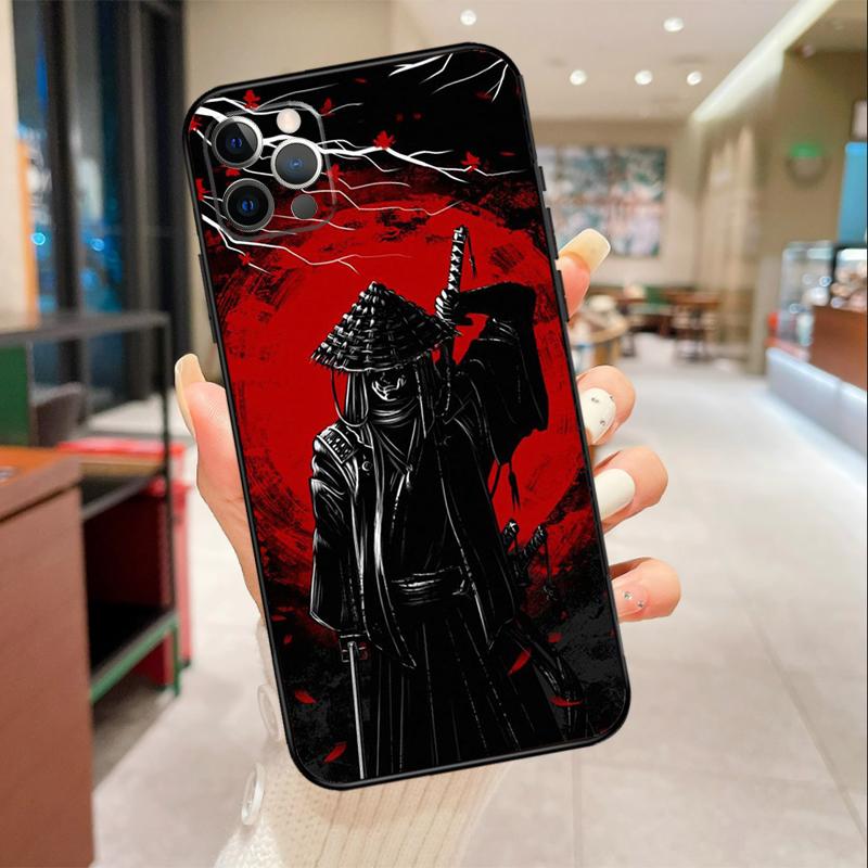 Japan Ninja Samurai Red Sun Phone Case For iPhone 17 Air 16 14 13 11 15 Pro Max mini 15 16 Plus 16e Protective Cover