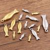 304 Stainless Steel Ocean Life Double-Sided Fish Charms with Real Gold Electroplating