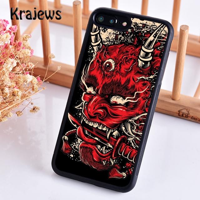 Krajews Japanese Oni Hannya Demon Mask Cool Phone Case For iPhone 17 Air 16 15 14 Plus 11 12 13 Pro Max Coque