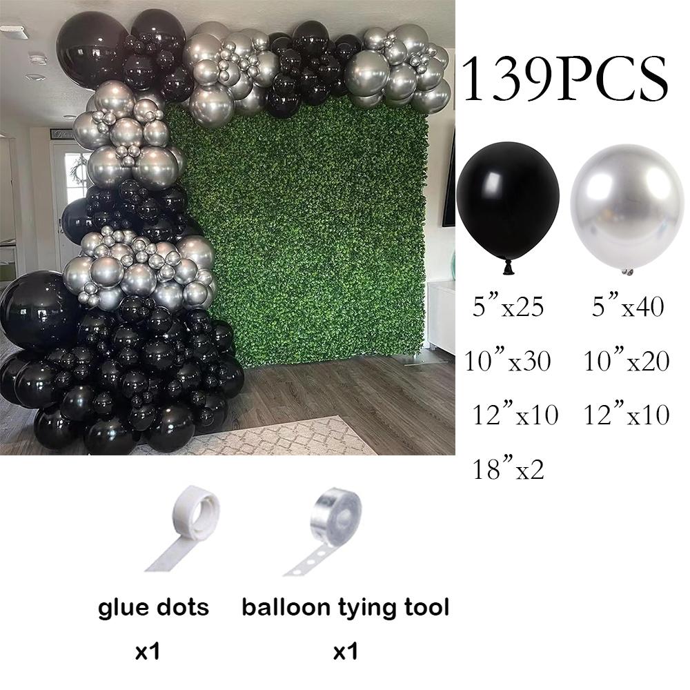 

Black Balloons Garland Kit Metallic Silver Balloon Arch Graduation Birthday Party Baby Shower New Year 2025 Wedding Decoration AS Picture