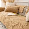 Leaf Patterned Plush Sofa Cushion Pillowcase Solid Color Anti Slip Winter Sofa Towel Wave Edged Diamond Patterned Sofa Cover