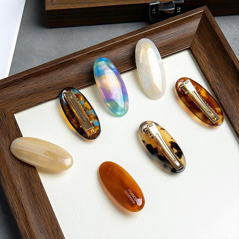 French Style Hair Clip For Women Retro Simple Oval Acetic Acid Barrettes Elegant Girls Hair Clip Exquisite Hair Accessories