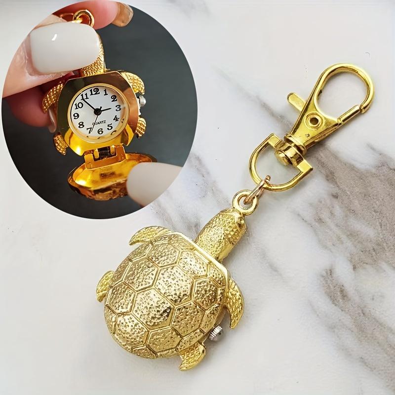 Retro Turtle Children s Cartoon Flip Cap Creative Pocket Watch Necklace Women s Watch Student Watch Primary School Student Keych коричневый