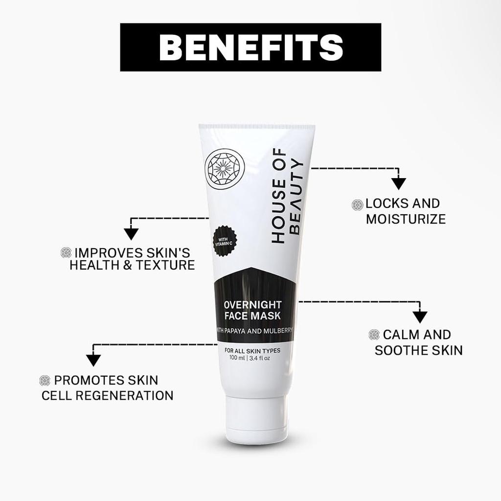 House of Beauty Overnight Face Mask-Pigmented skin & discoloration w/t Papaya Enzymes(100ml)